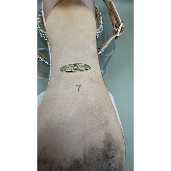 Badgley Mischka Womens Satin Crystal Bow Ankle Strap Heels Pink Size 7 - Picture 6 of 7